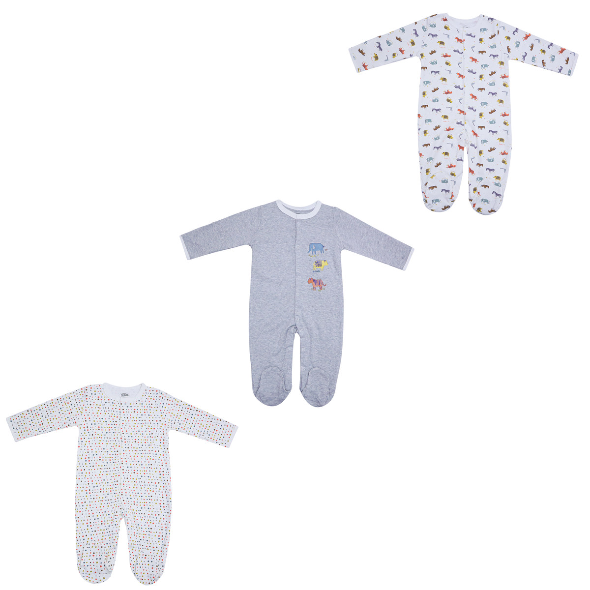 Baby Sleepsuit 3-Pack Elephant & Dot Print | Mamas & Papas Price in Pakistan