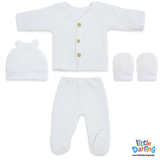 Baby Woolen Waffle Knit 4-Piece Giftset White | Little Darling
