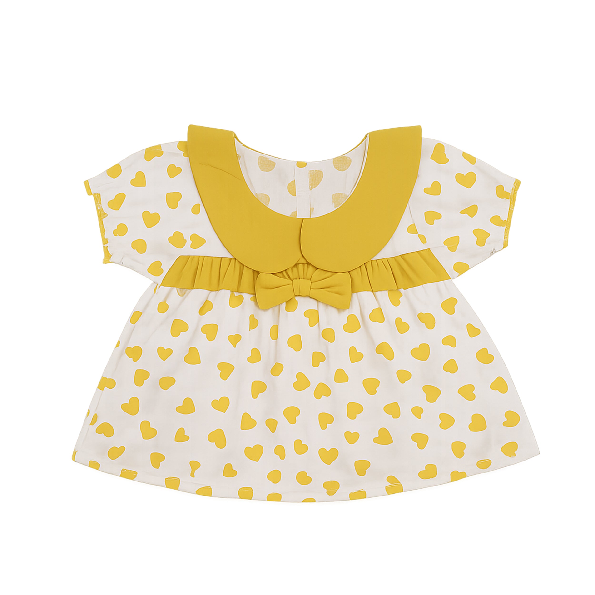 Baby Girls Yellow Heart Top & Frill Shorts Set