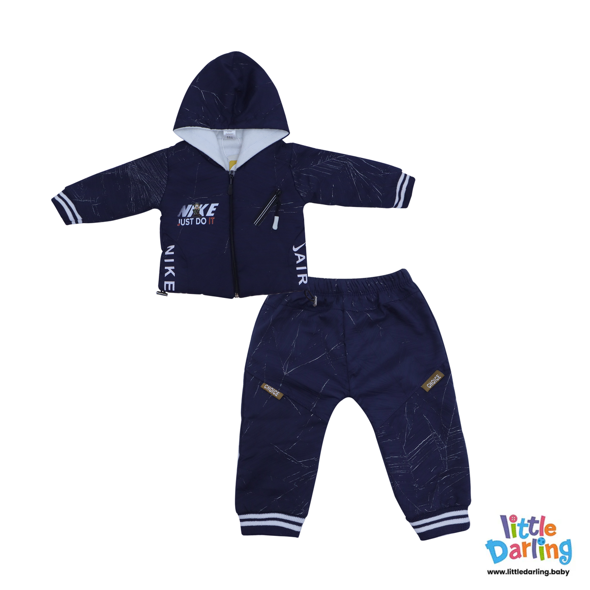 Baby Boys 2-Piece Tracksuit Set Navy Blue | Little Darling Price in Pakistan