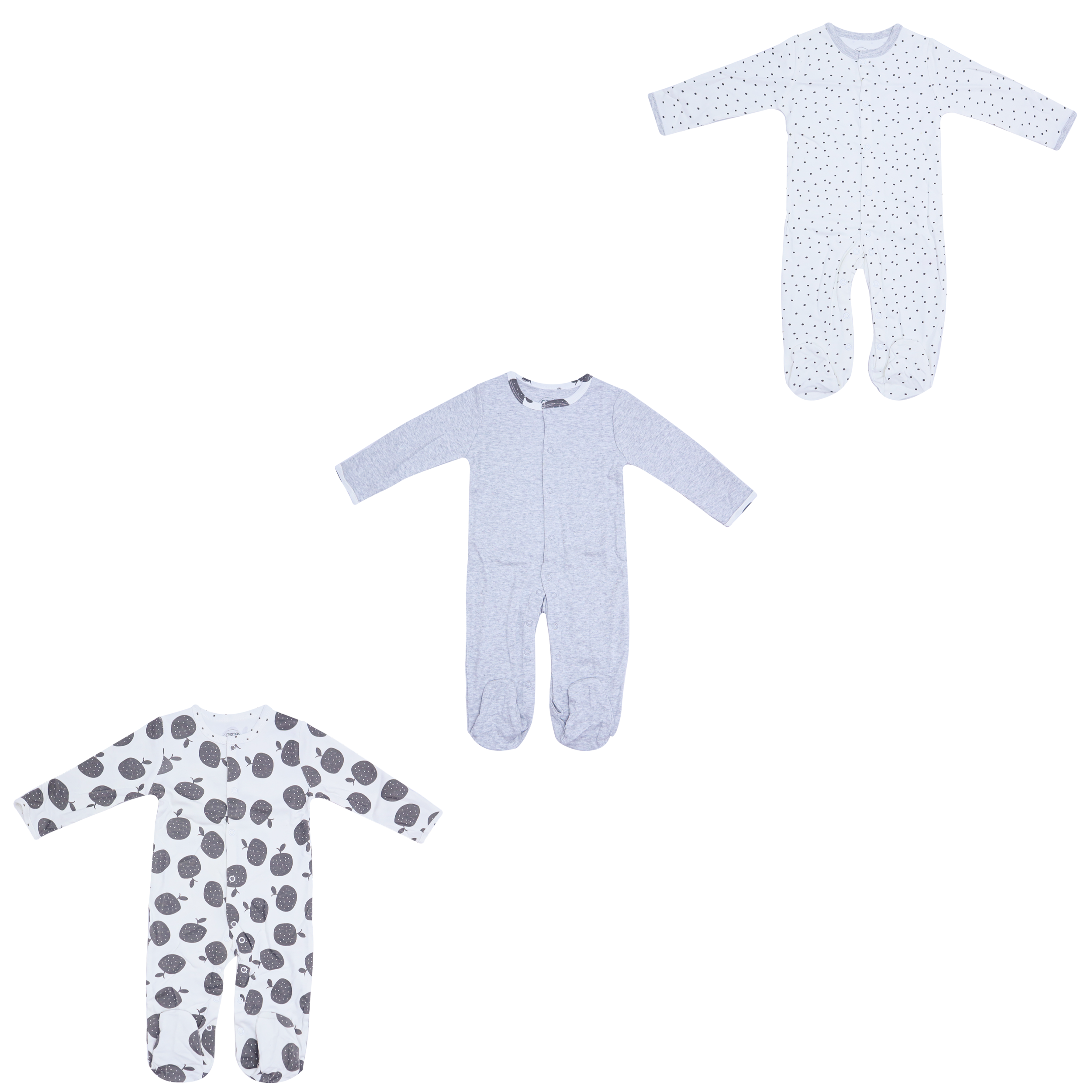 Baby Sleepsuit 3-Pack Apple Print by Mamas & Papas