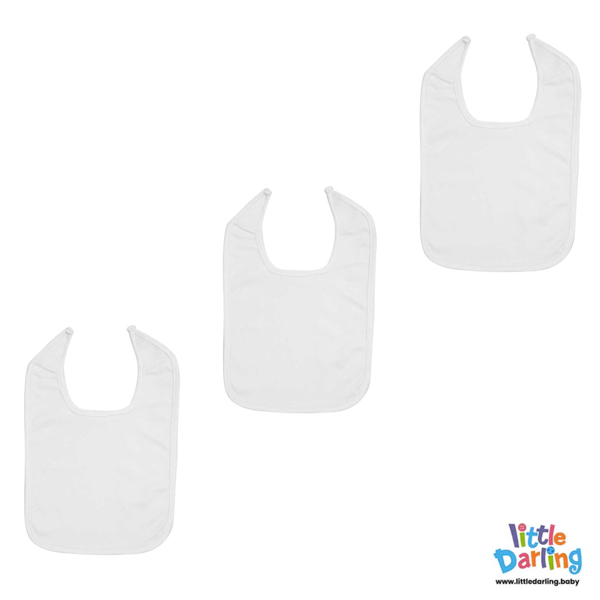 Baby Bibs White Pk of 3 | Little Darling Price in Pakistan