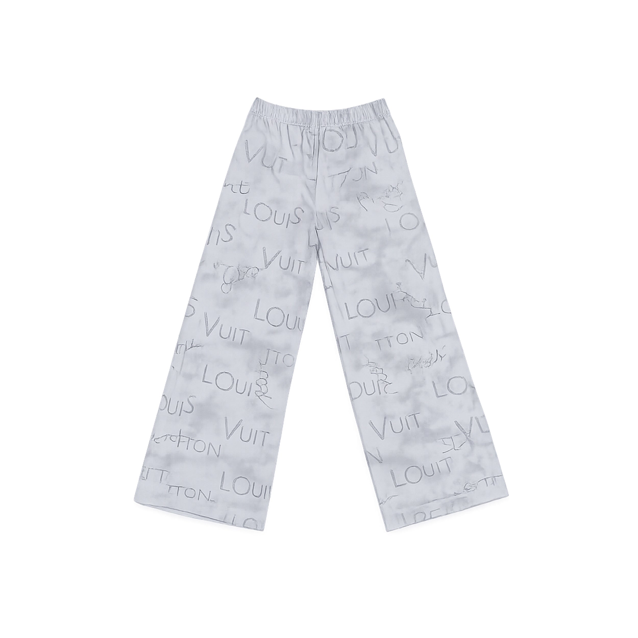 Girls White Bow Top & Printed Trouser Set