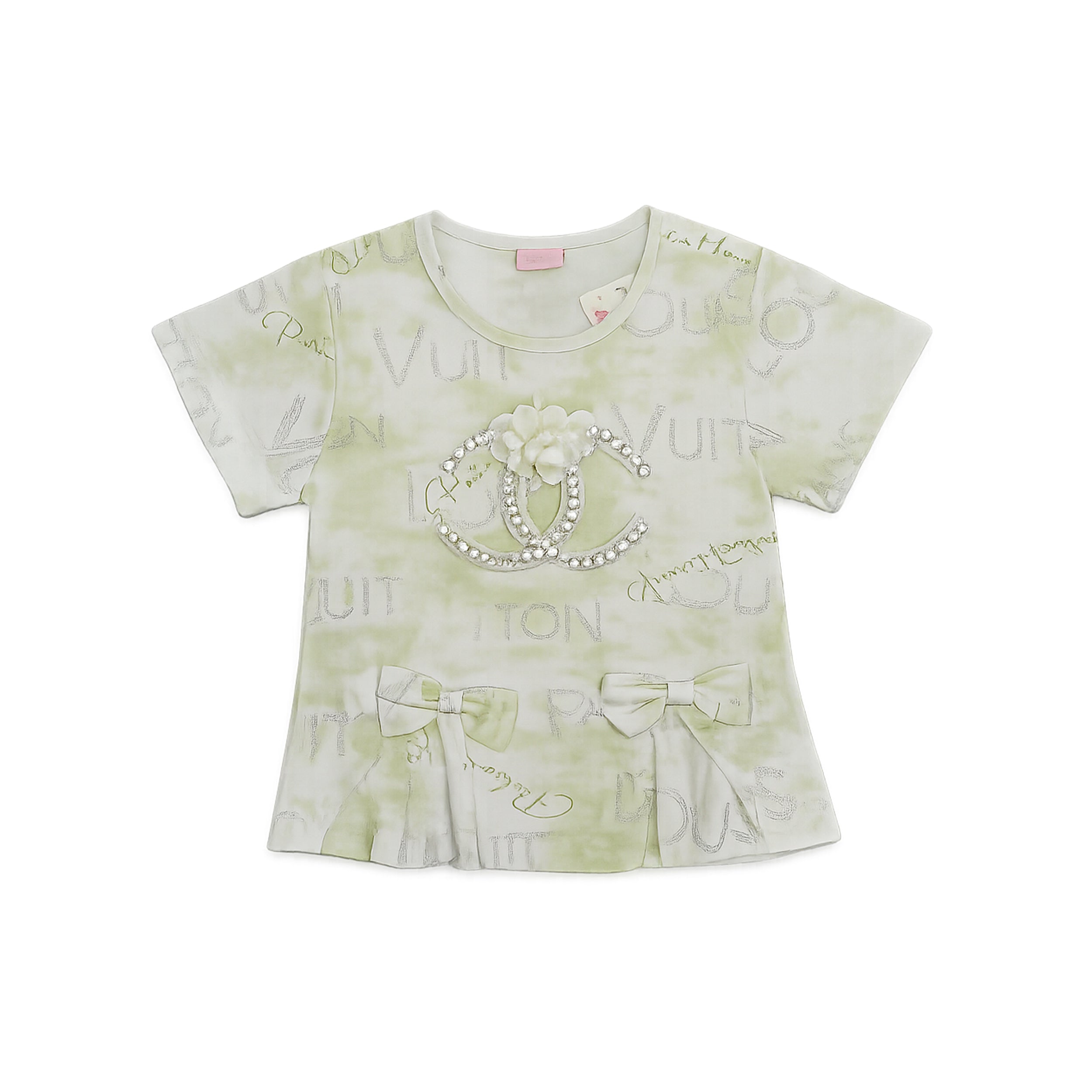 Girls Mint Green Embellished Top & Trouser Set