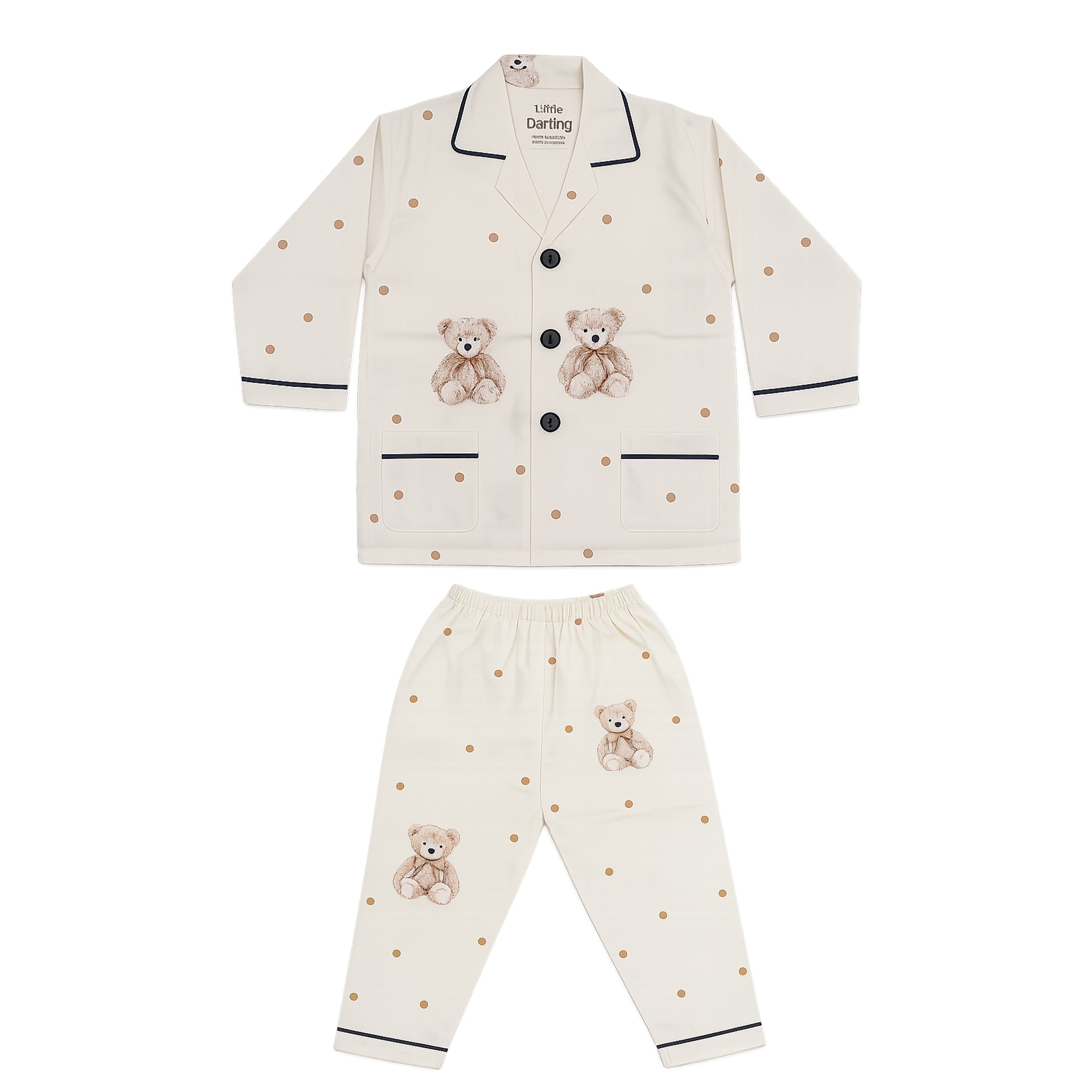 Kids Night Suit 2 Pcs Teddy Bear Print by Little Darling
