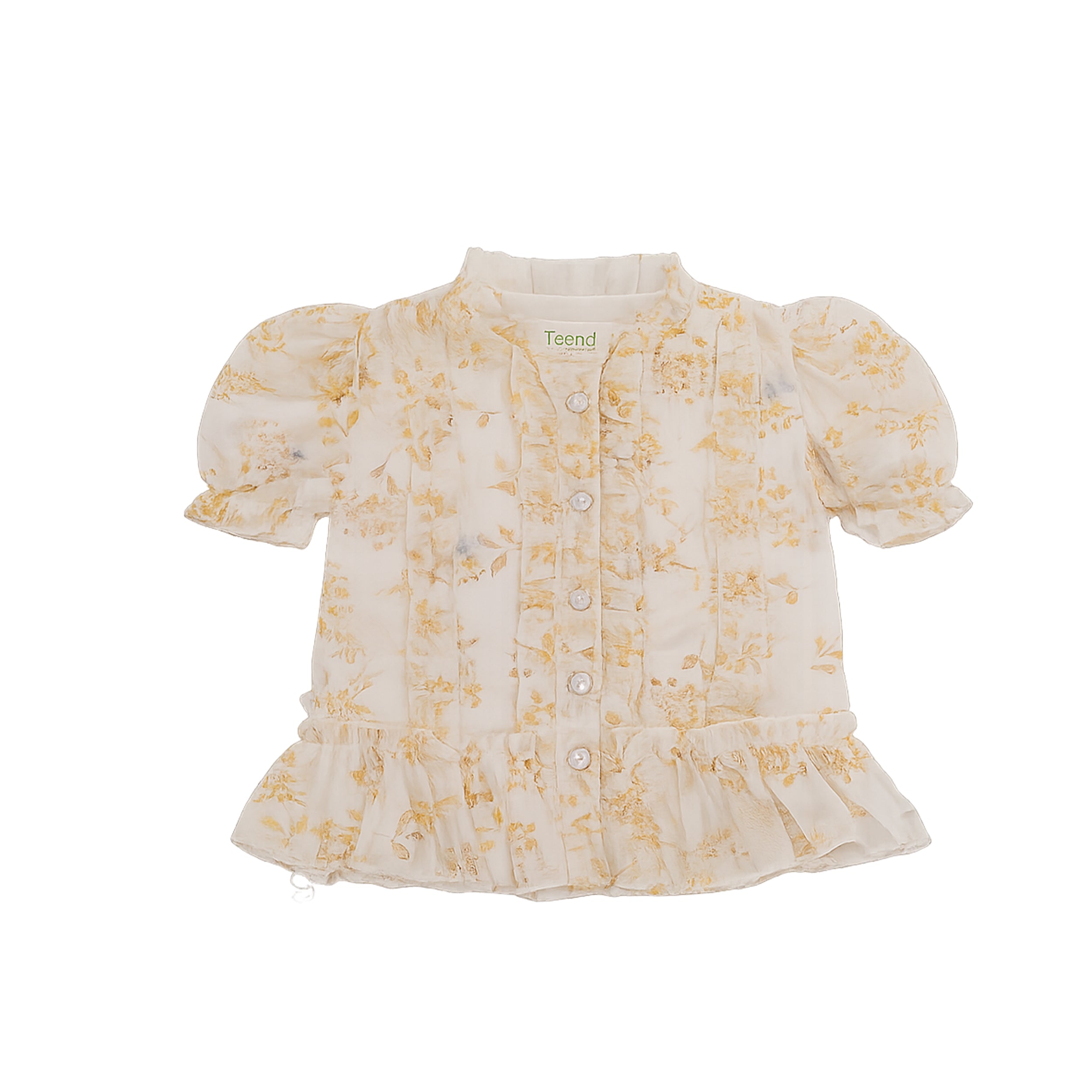 Girls Cream Floral Top & Skirt 2 Piece Set