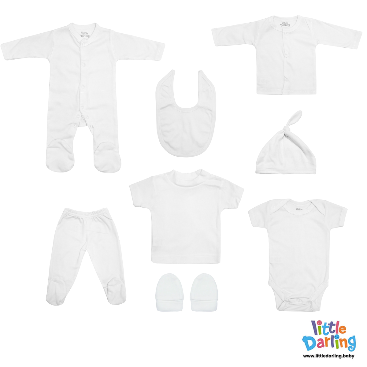 8 Pcs Gift Set Plan white color | Little Darling Price in Pakistan