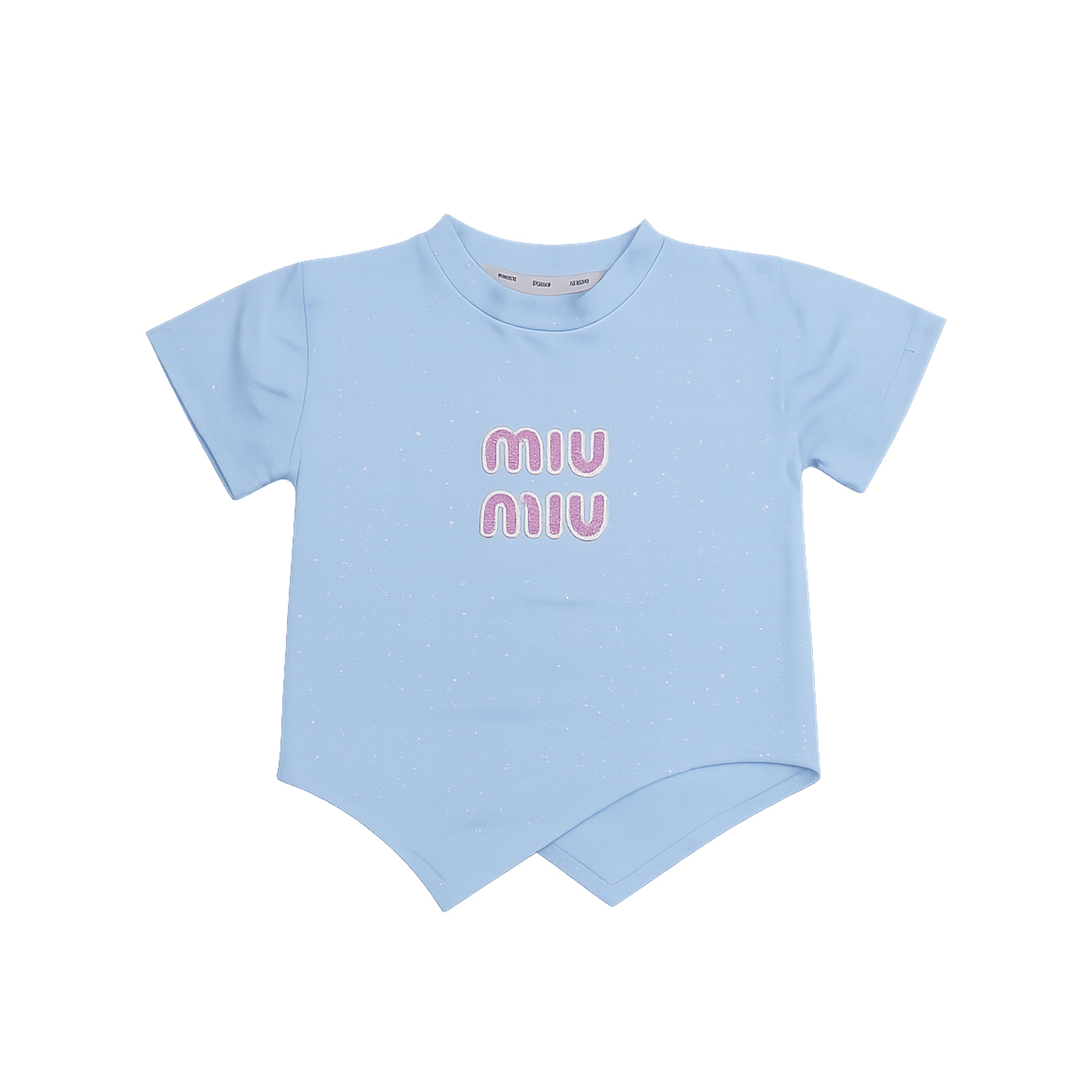 Girls Sky Blue MIU Printed Top & Trouser Set