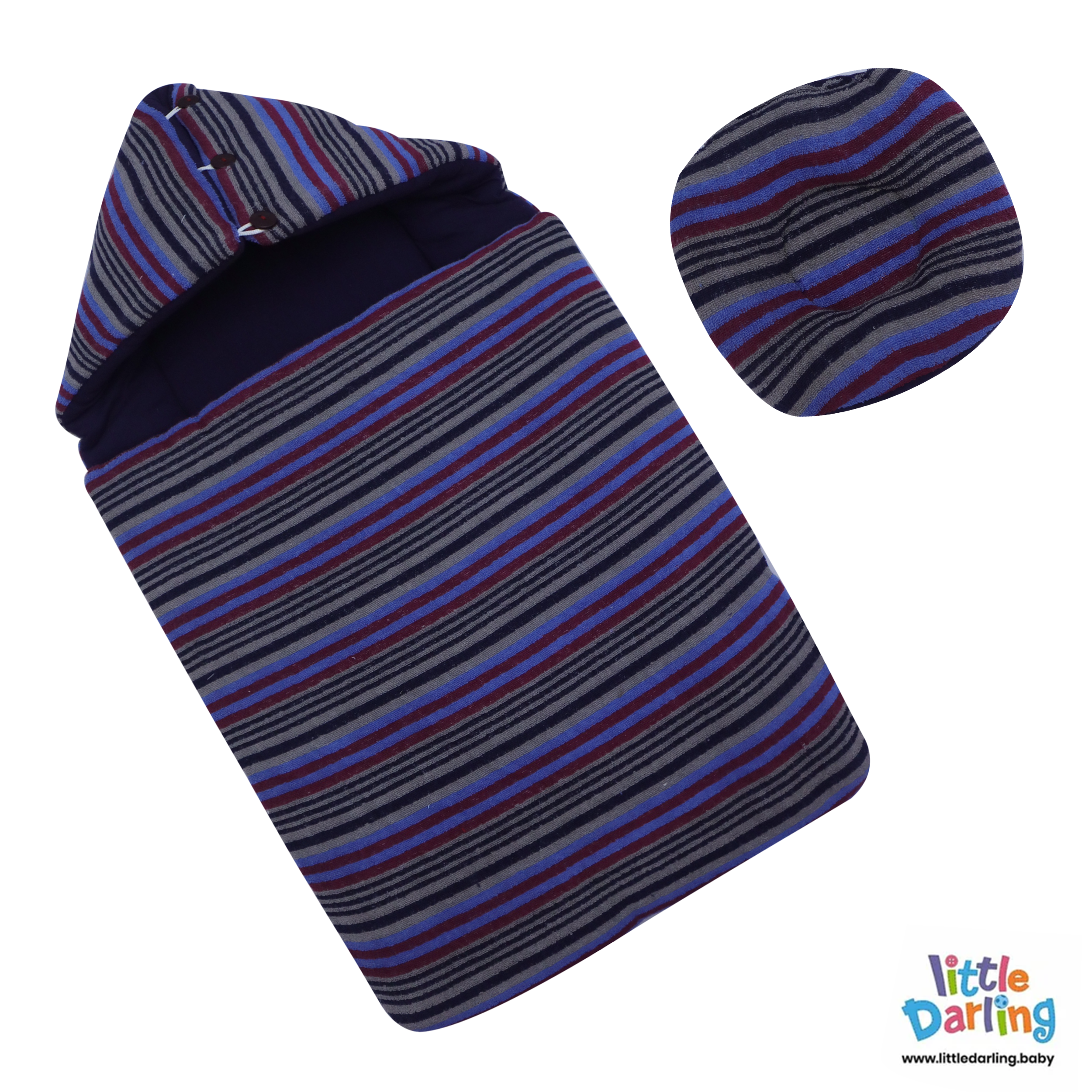 Baby Hooded Carry nest Multi Striped by Little Darling