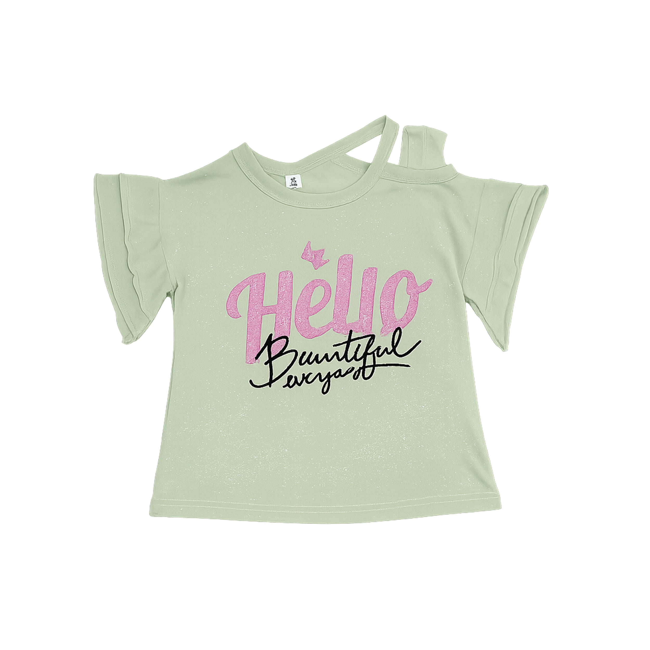 Girls Mint Green Hello Beautiful Flared Set
