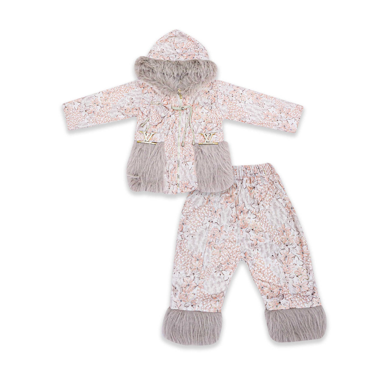 Girls Floral Winter Suit with Fur Price in Pakistan