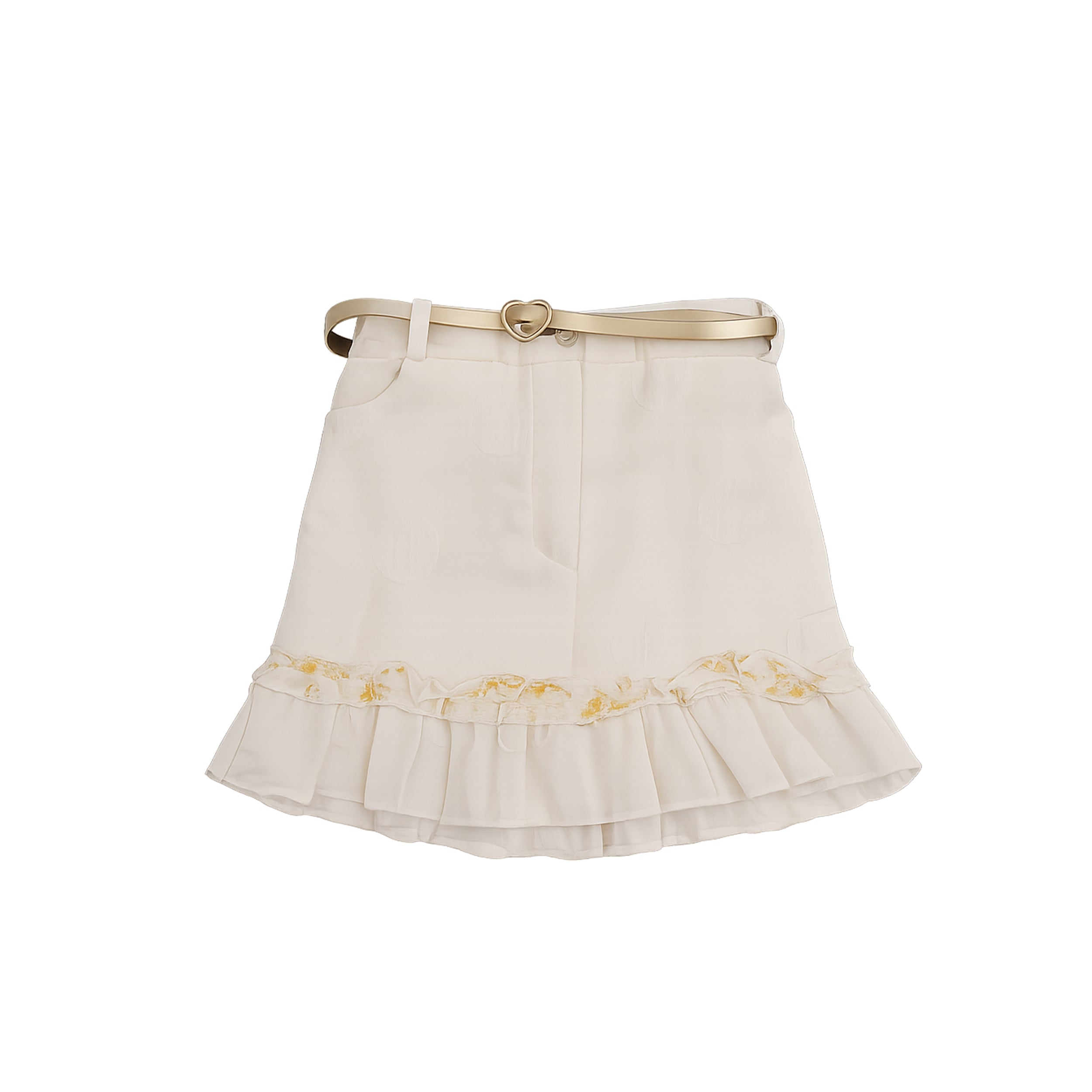 Girls Cream Floral Top & Skirt 2 Piece Set