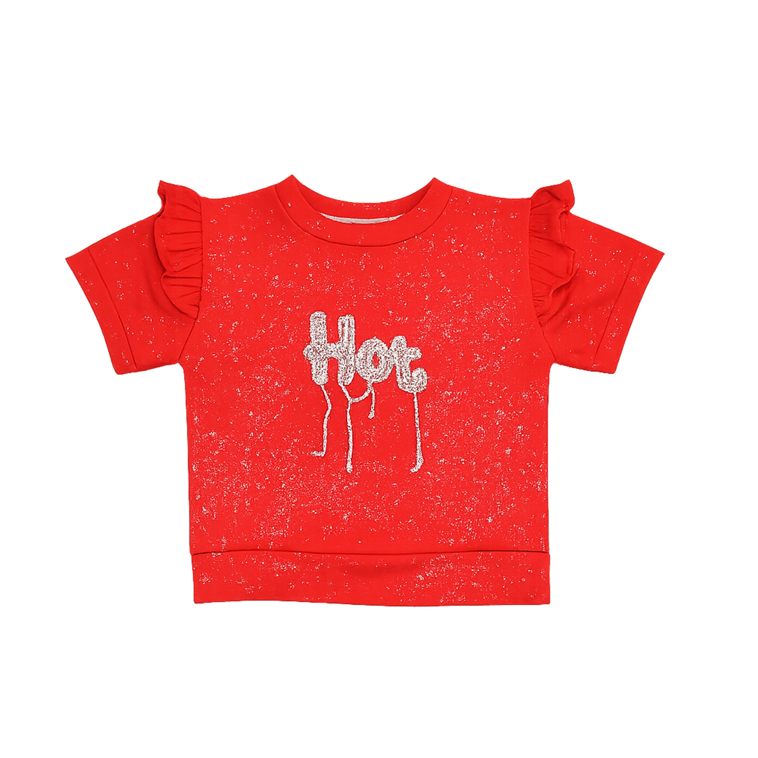 Girls Red Hot Print Top & Ruffle Pants Set