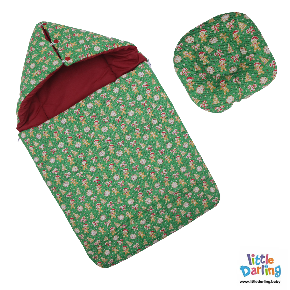 Baby Hooded Carry nest Christmas Theme Print | Little Darling Price in Pakistan