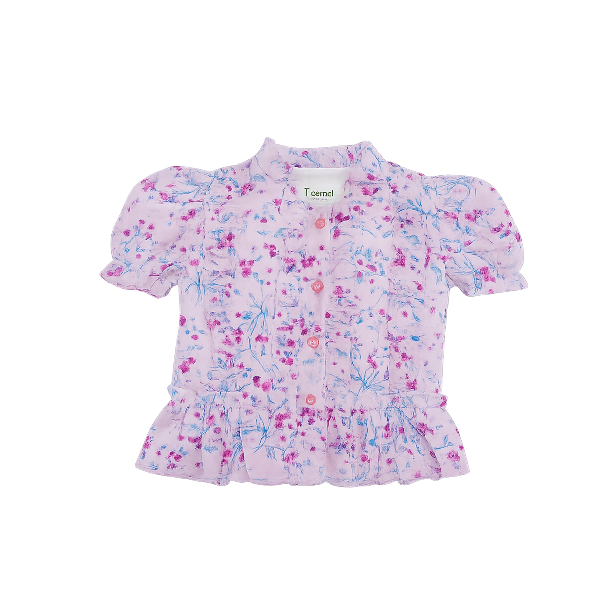 Girls Pink Floral Top & Cream Skirt 2 Piece Set
