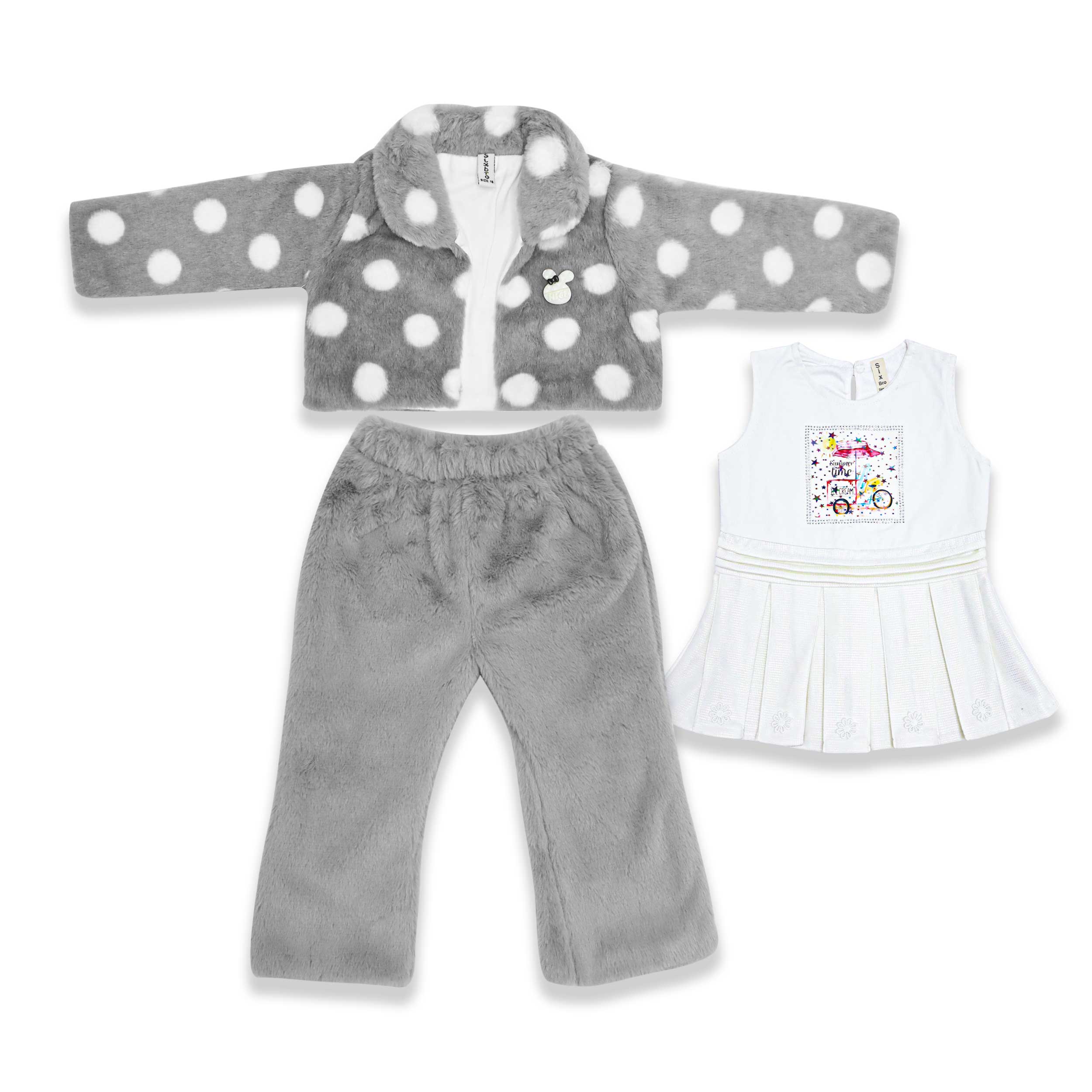 Girls Winter Fleece 3 Piece Suit Grey