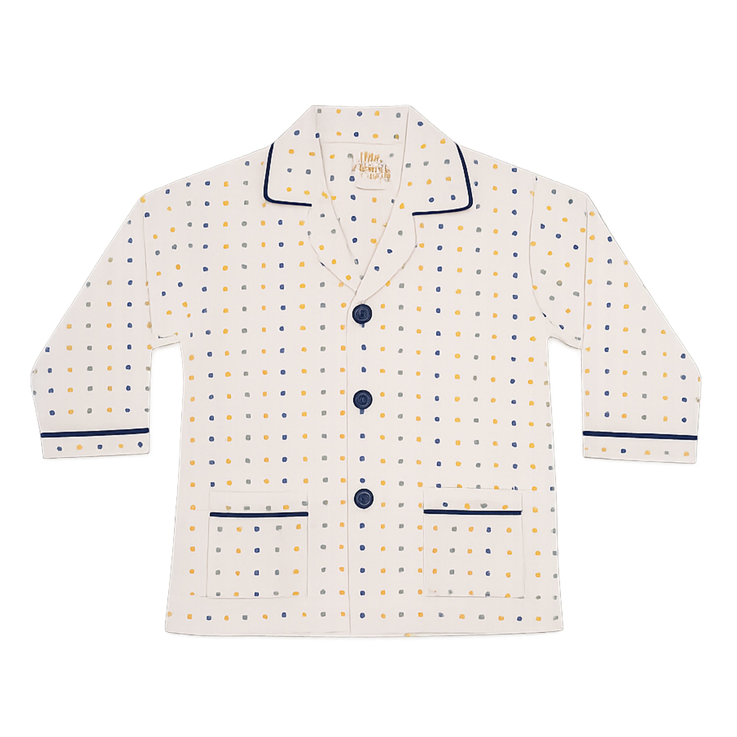 Kids White Polka Dot Night Suit Set