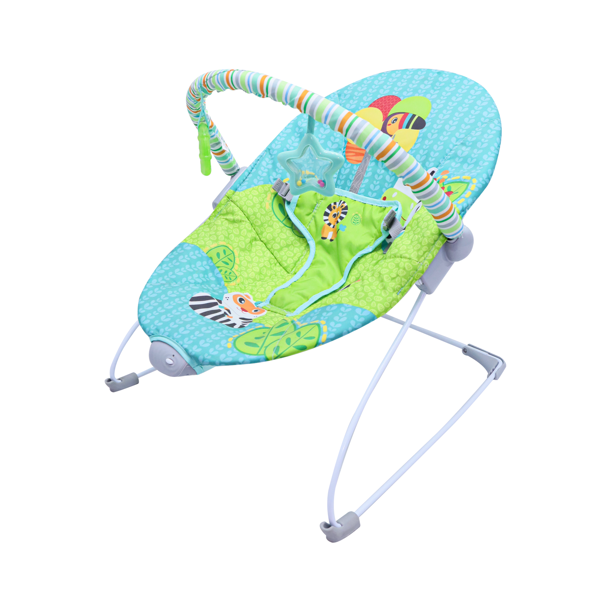 Baby Bouncer Seat with Toy Bar Green Jungle Print