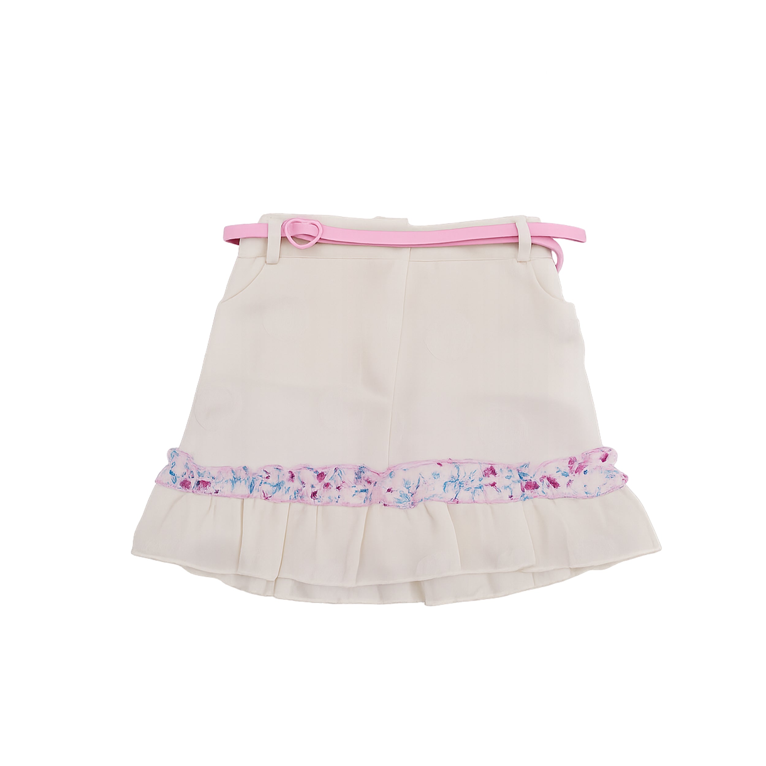 Girls Pink Floral Top & Cream Skirt 2 Piece Set