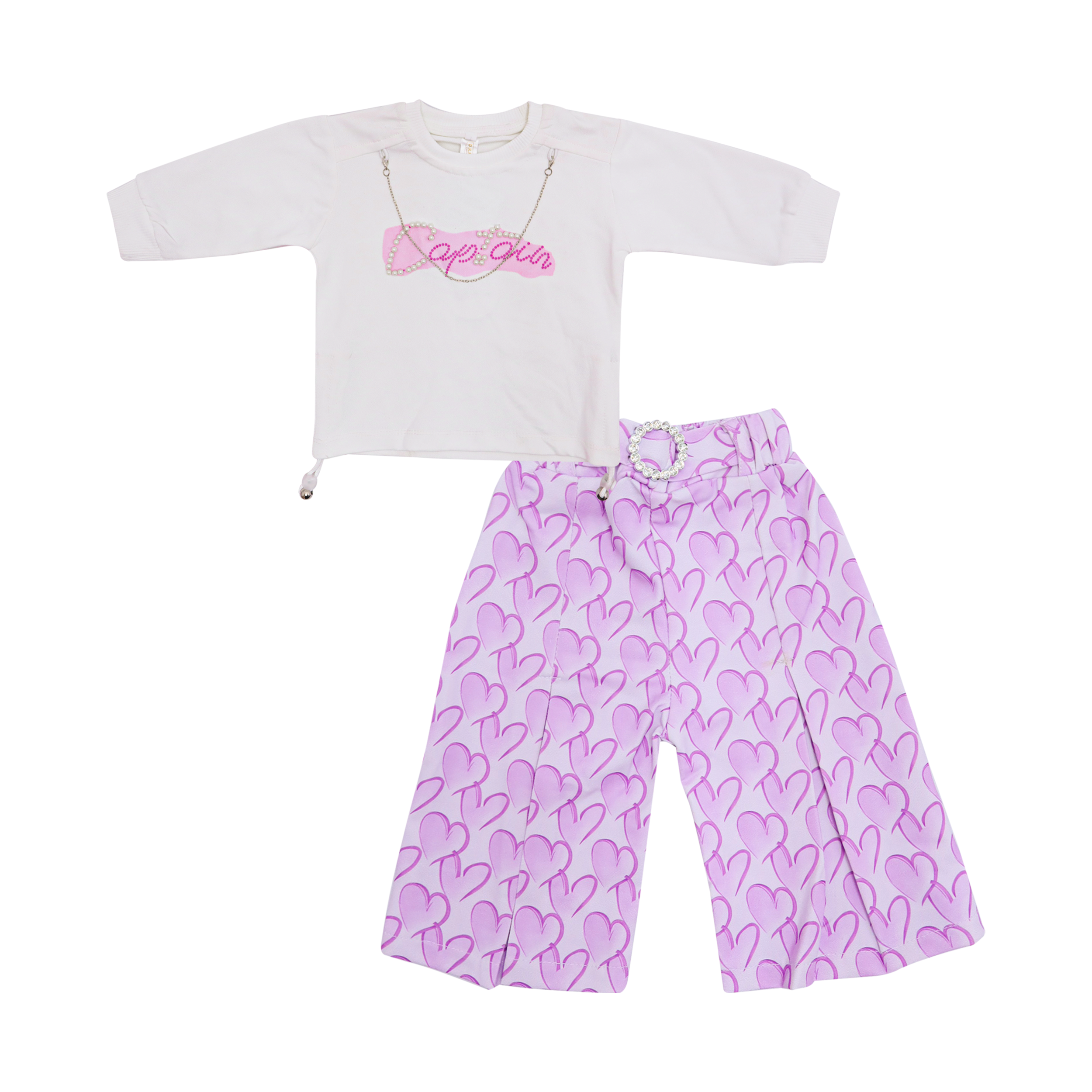 Heart Print Two Piece Outfit Set