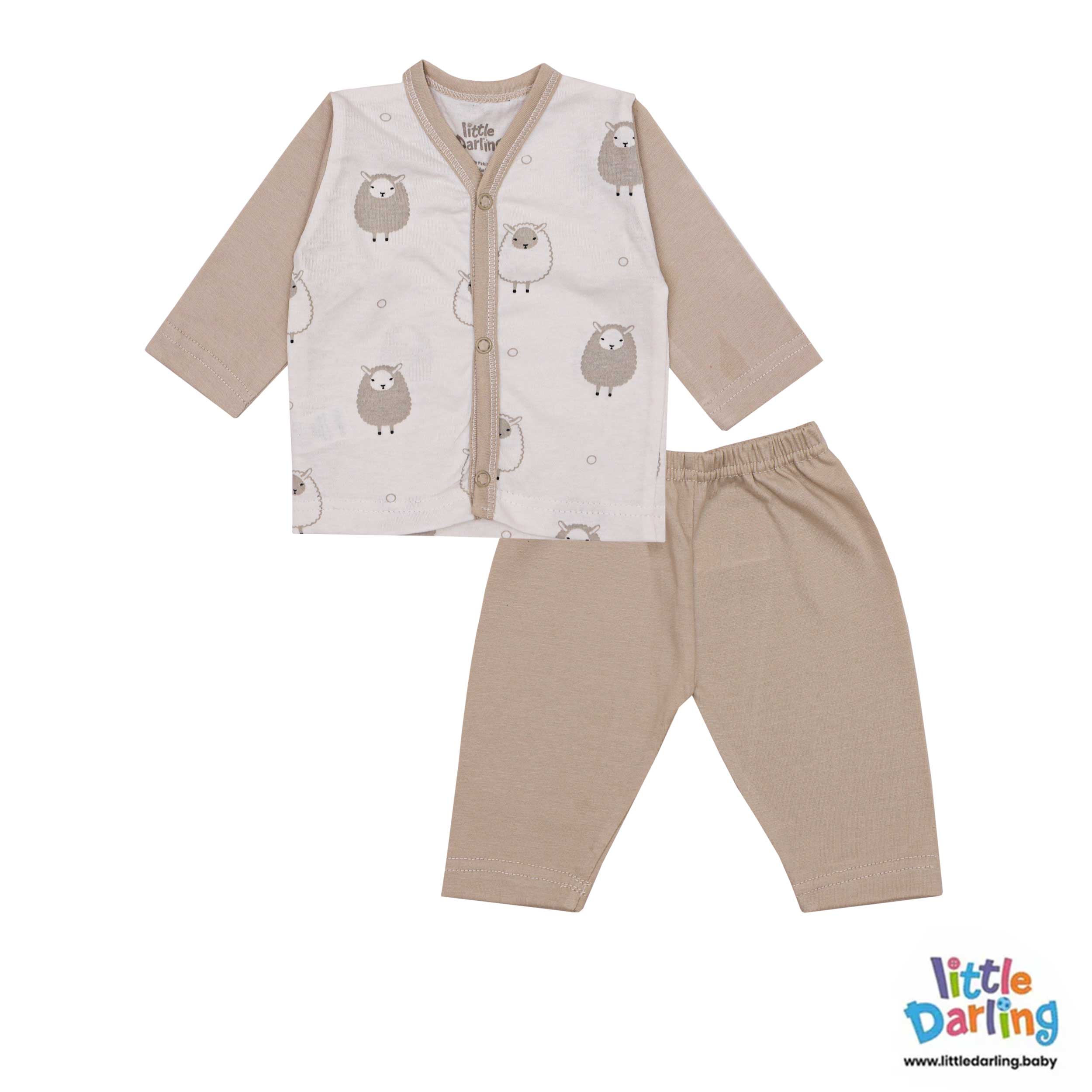 Baby Night Suit Sheep Print Beige by Little Darling