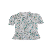 Girls Teal Floral Top & Cream Skirt 2 Piece Set
