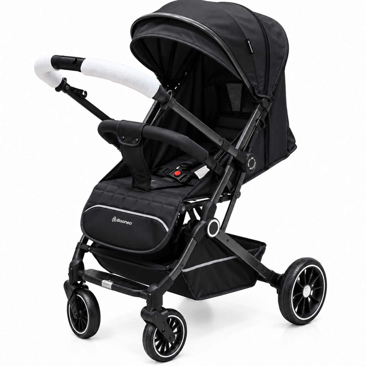 Black Baby Stroller with Adjustable Canopy