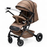 Luxury Brown Baby Stroller with Large Canopy