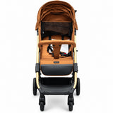 Luxury Brown Baby Stroller with Adjustable Canopy
