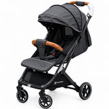 Grey Baby Stroller with Quilted Seat & Canopy