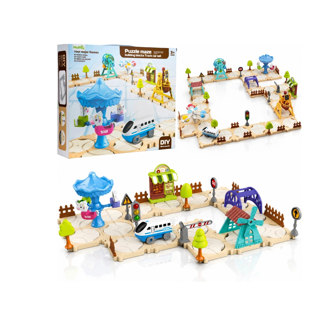 Puzzle Maze Building Block Track Car Set