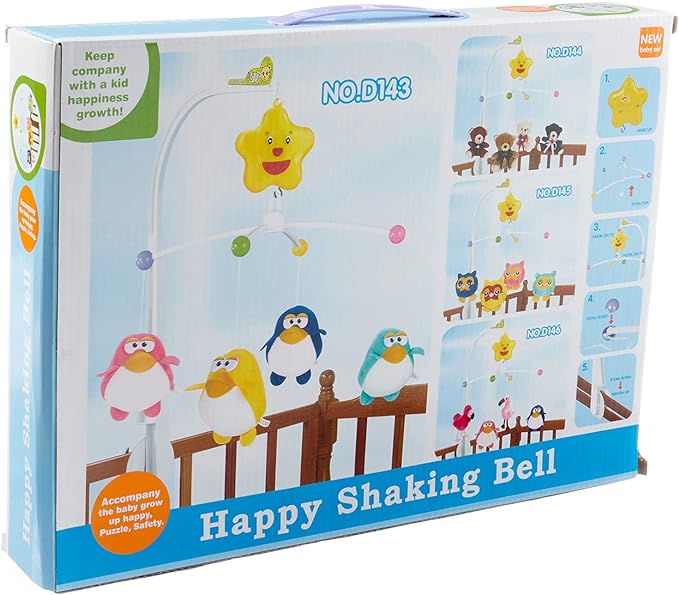 Happy Shaking Bell Birds Musical Cot Hanger, 4 Pieces D146