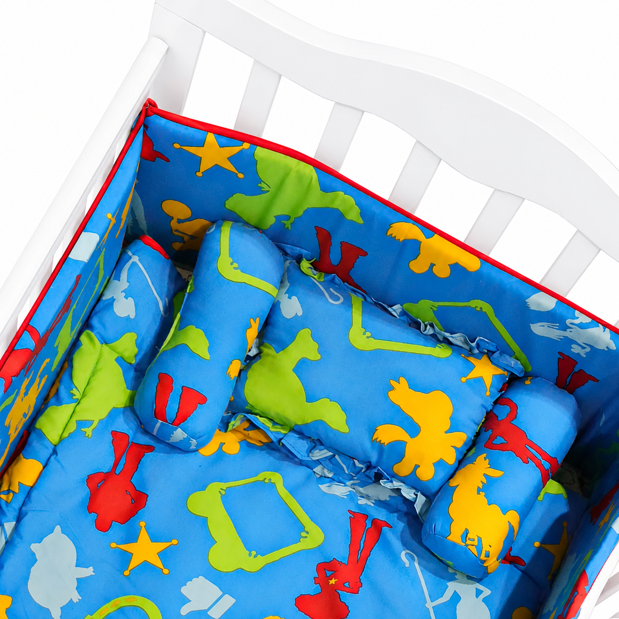Cot Bumper & Bedding Set Blue Cartoon by Little Darling