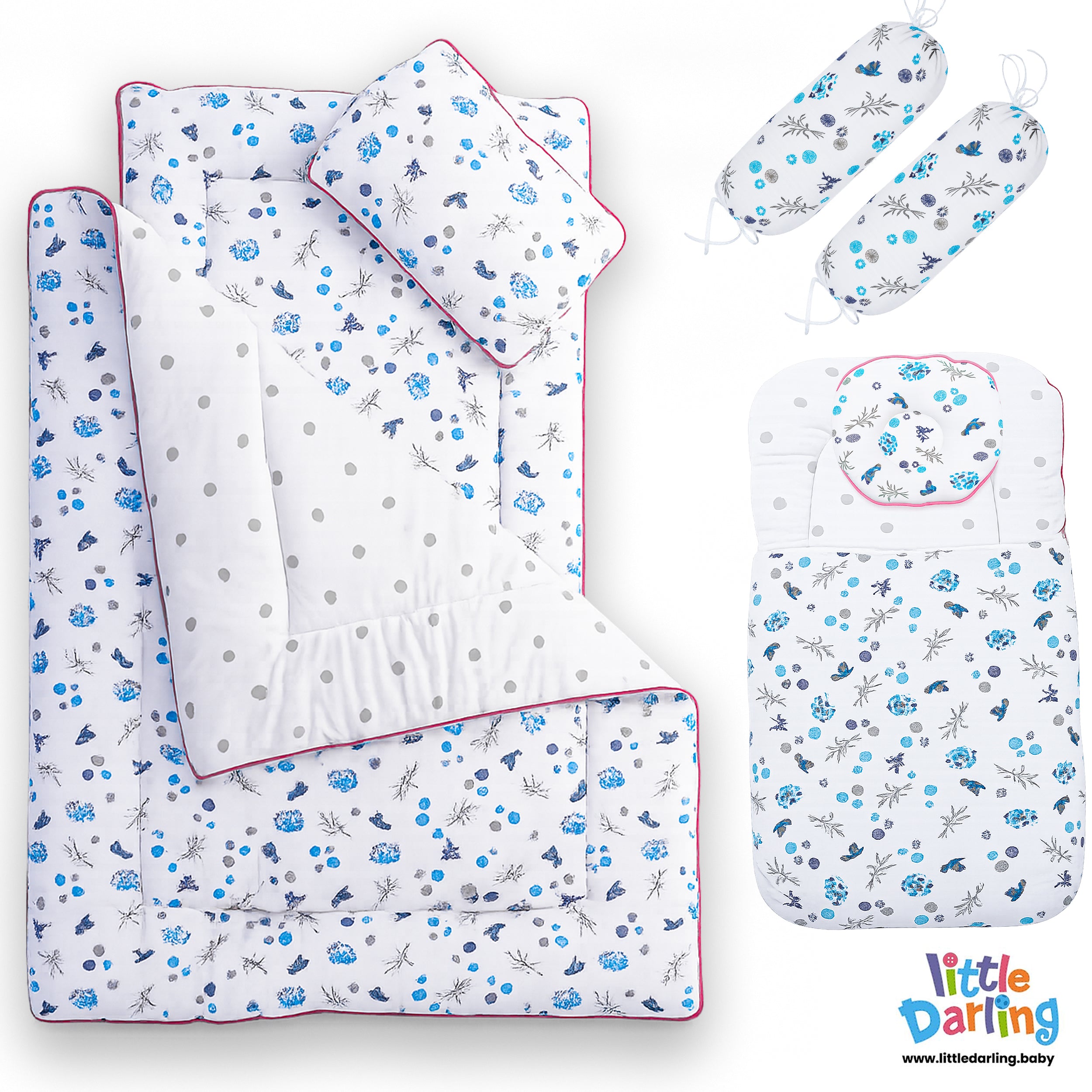 Baby Gadda Set 7 Pcs Floral & Polka Dots Print by Little Darling