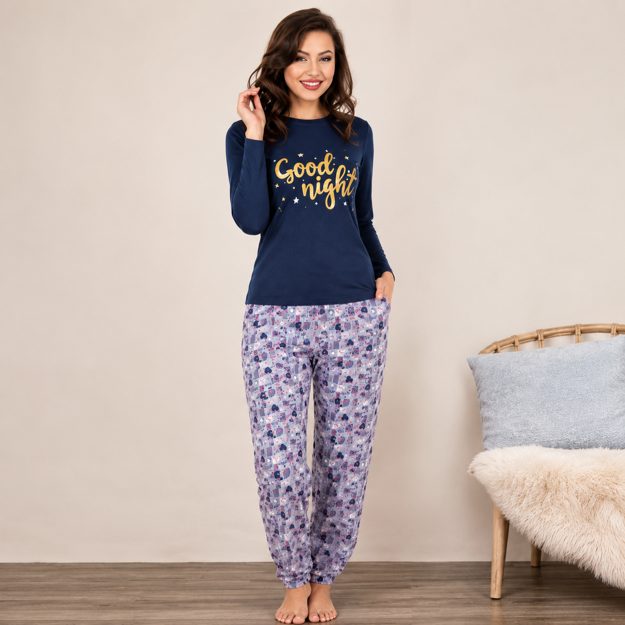 Women's Good Night Cotton Shirt & Trouser Set