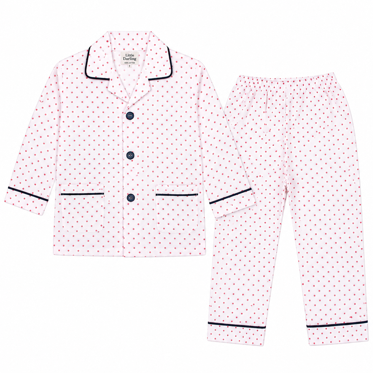 Kids Dots Print Full Sleeve Night Suit