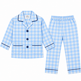 Kids Blue Checkered Full Sleeve Night Suit