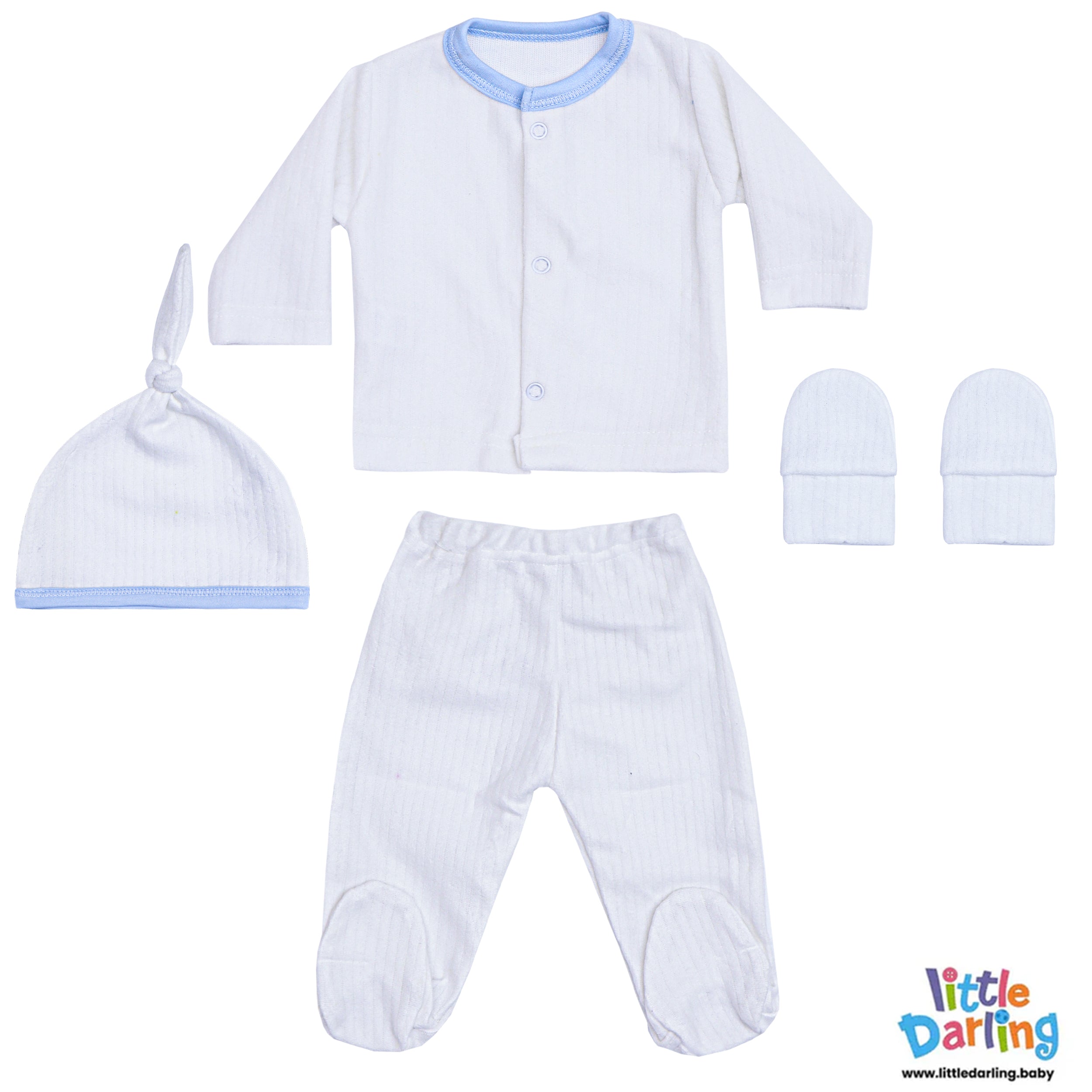 4 Pcs Newborn Gift Set White Color by Little Darling
