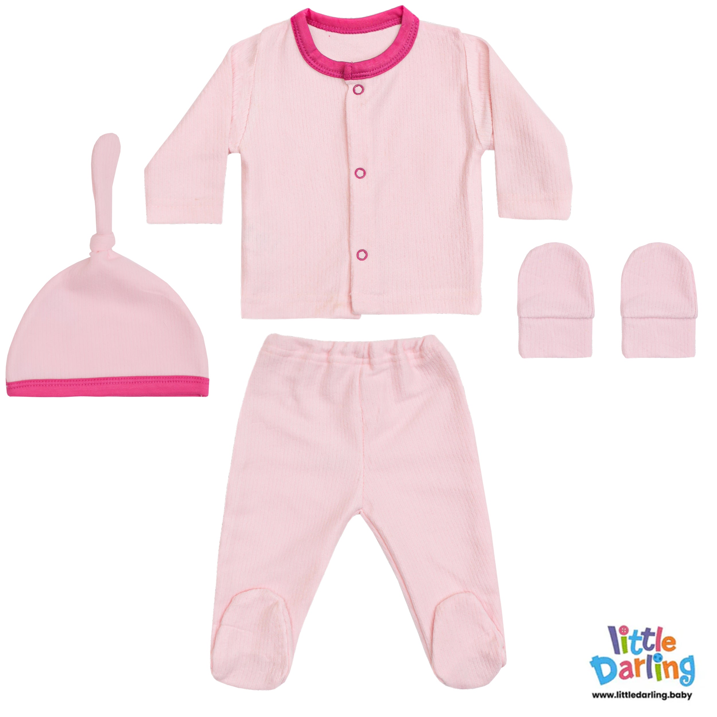 4 Pcs Newborn Gift Set Pink Color by Little Darling