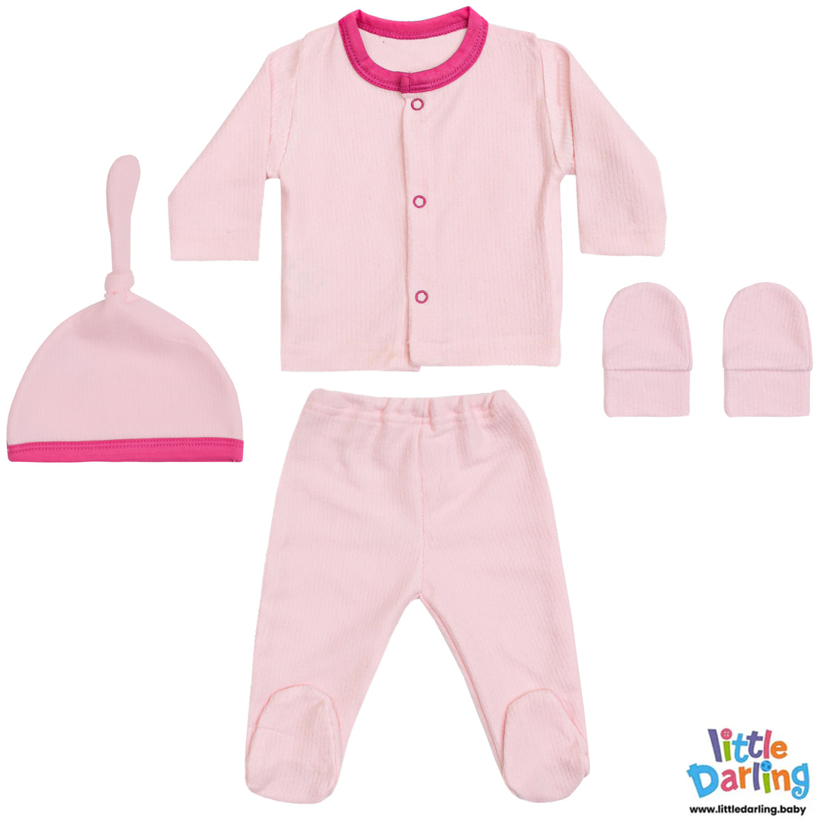 4 Pcs Newborn Gift Set Pink Color | Little Darling