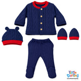 4 Pcs Knitted Gift Set Navy Blue | Little Darling