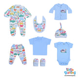 8 Pcs Newborn Baby Gift Set Blue Car Print | Little Darling