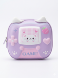 Cute Cat Game Console Cosmetic & Travel Pouch Purple