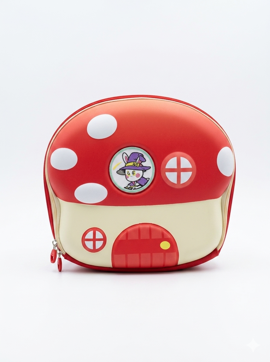 Kids Mushroom House Travel & Cosmetic Pouch Red