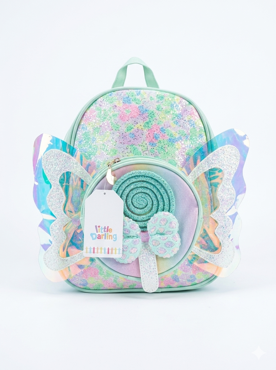 Girls Mint Butterfly Candy Glitter Backpack