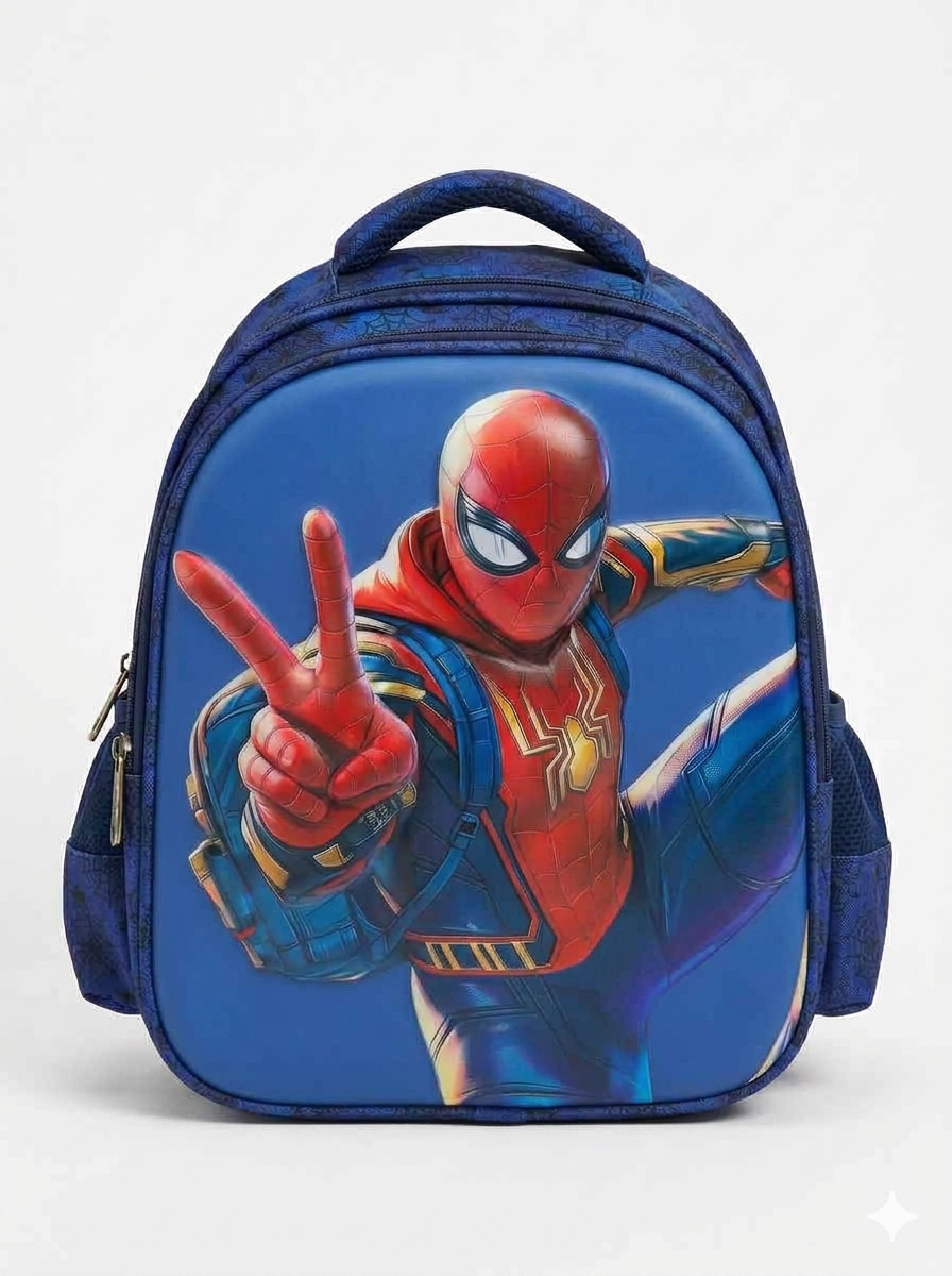 Kids 3D Spider Man School Backpack Blue