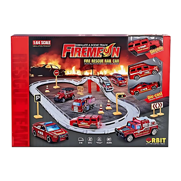 Fire Rescue Track Car Set