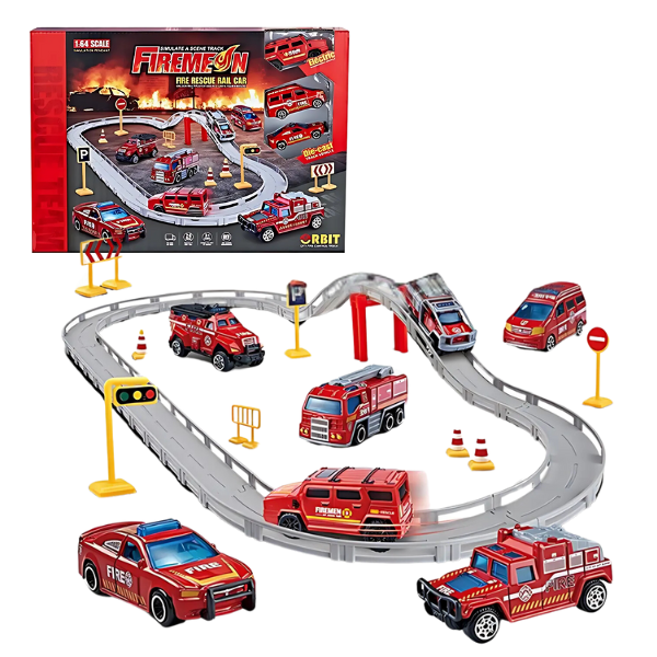 Fire Rescue Track Car Set