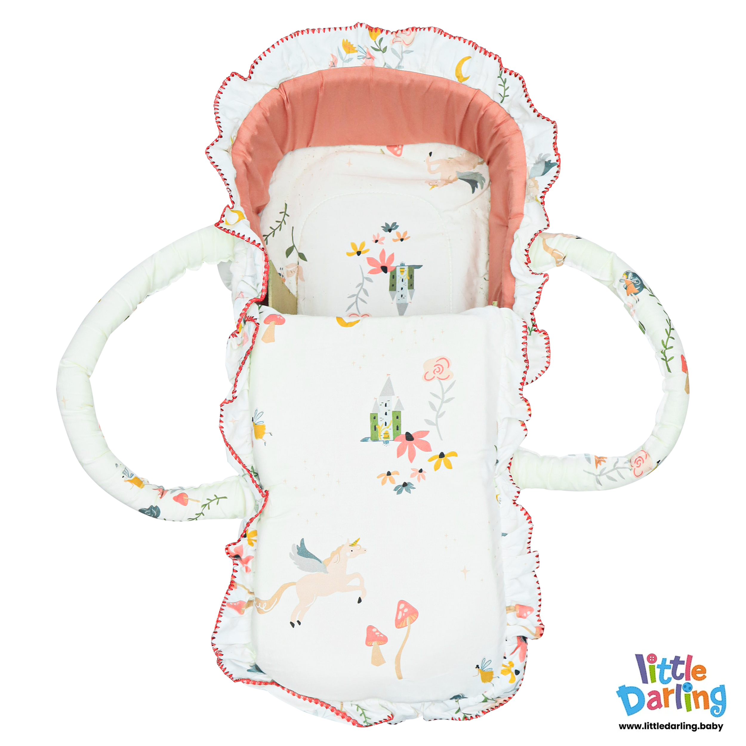 Infant Moses Basket Unicorn & Flower Print by Little Darling