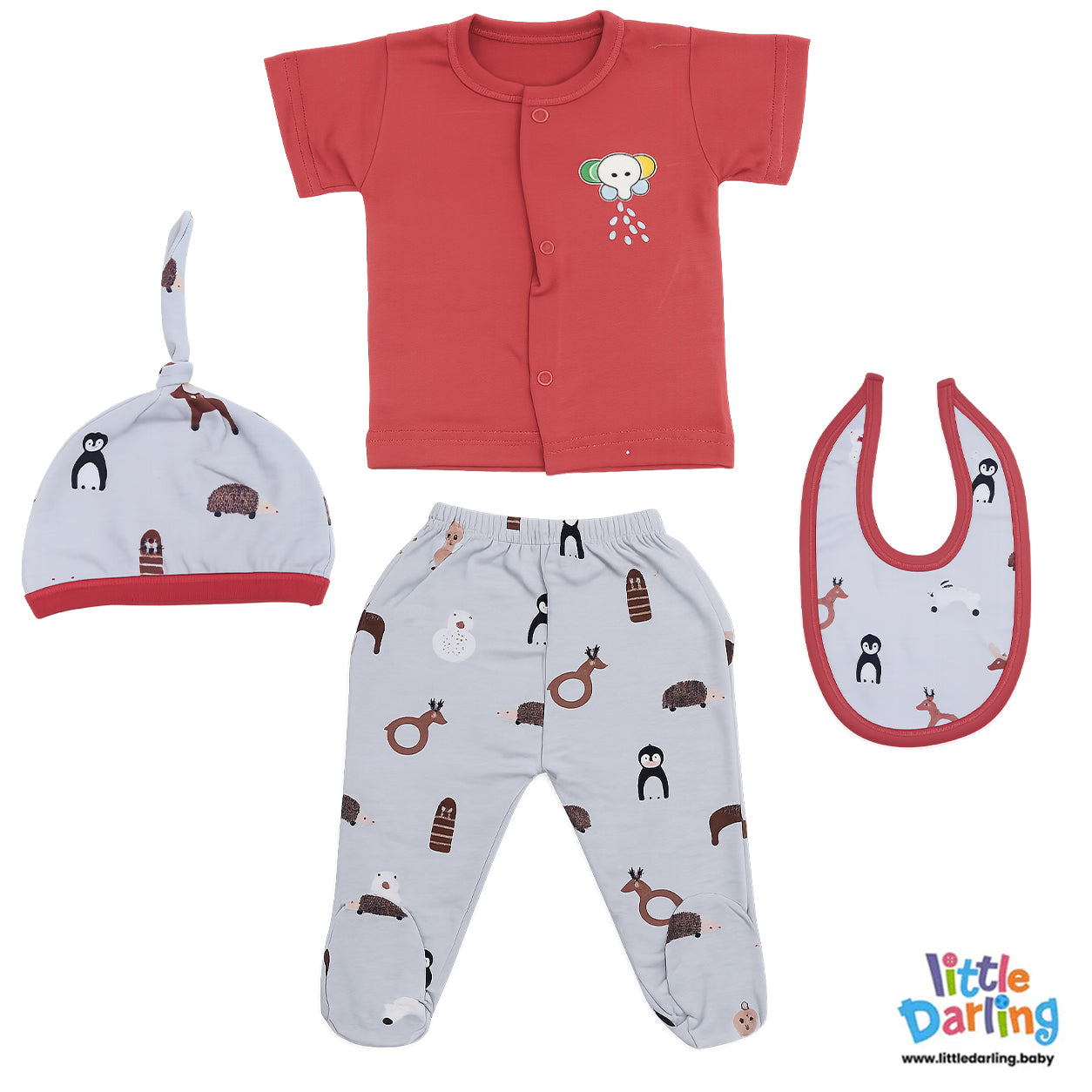 4 Pcs Newborn Gift Set Animal Print by Little Darling